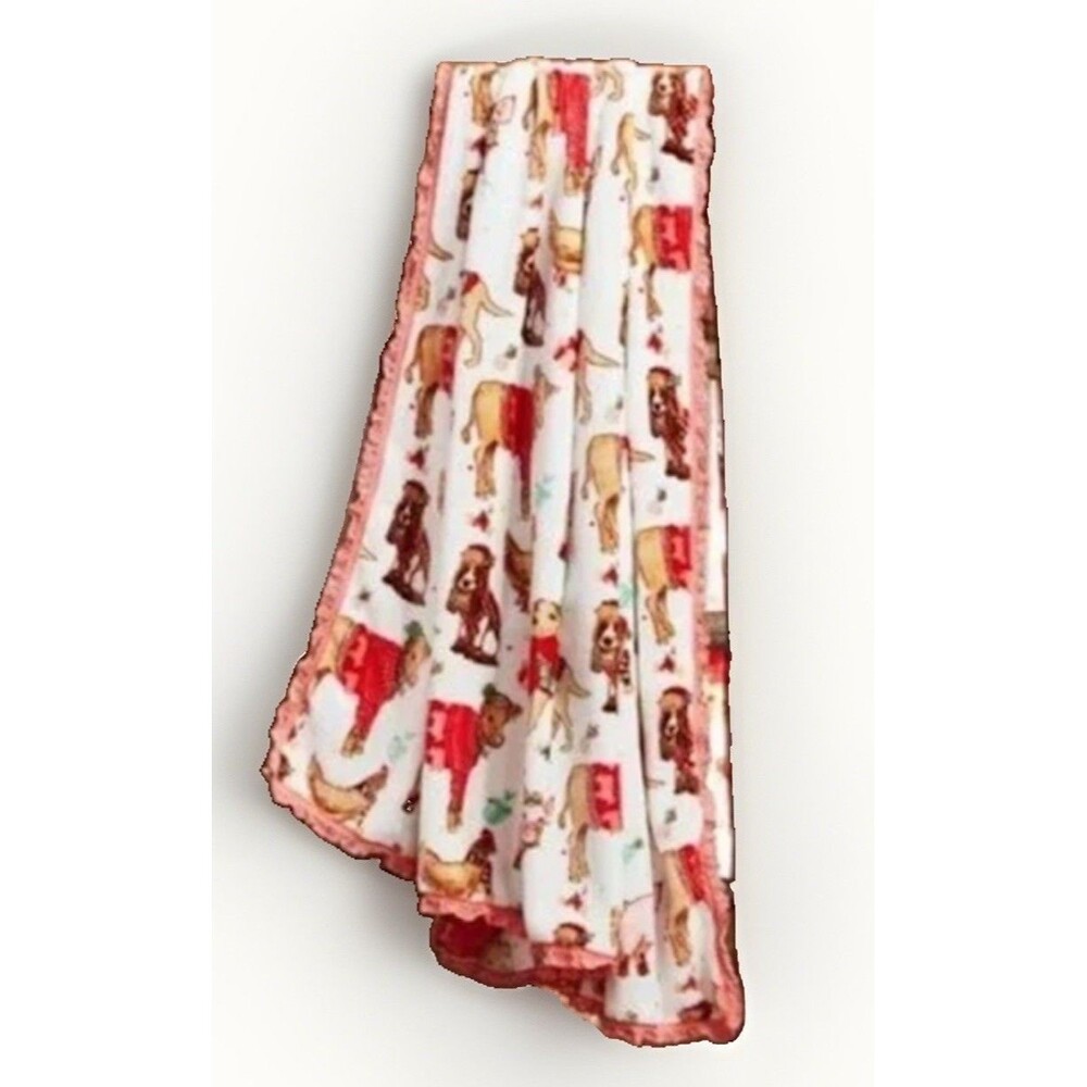 Pioneer Woman Ranch Dance Velvet Plush Throw Crocheted Trim 50”x72” Pig Charlie